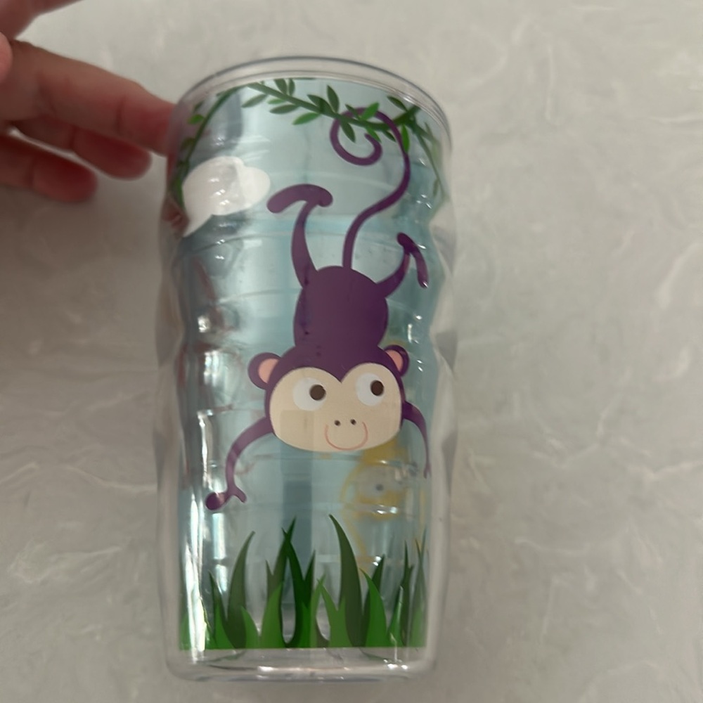 Lot 4 Tervis Colorful Tumblers 1 Lid Monkey, Heart,Peace & Butterfly 16oz & 10oz - Picture 6 of 10
